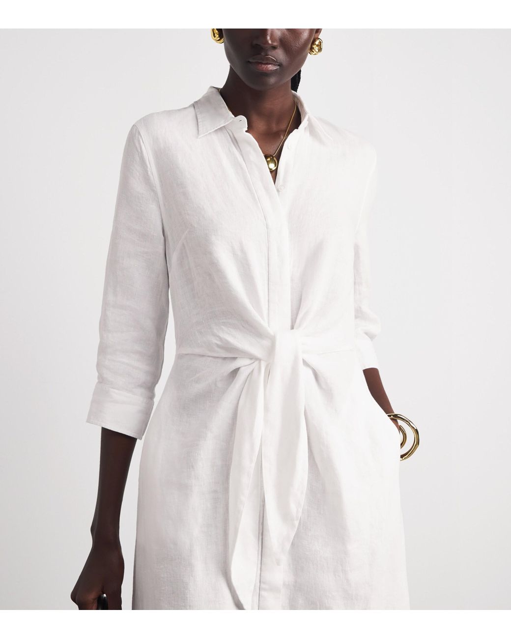 Melissa Odabash White Linen Knot Gillian Maxi Dress