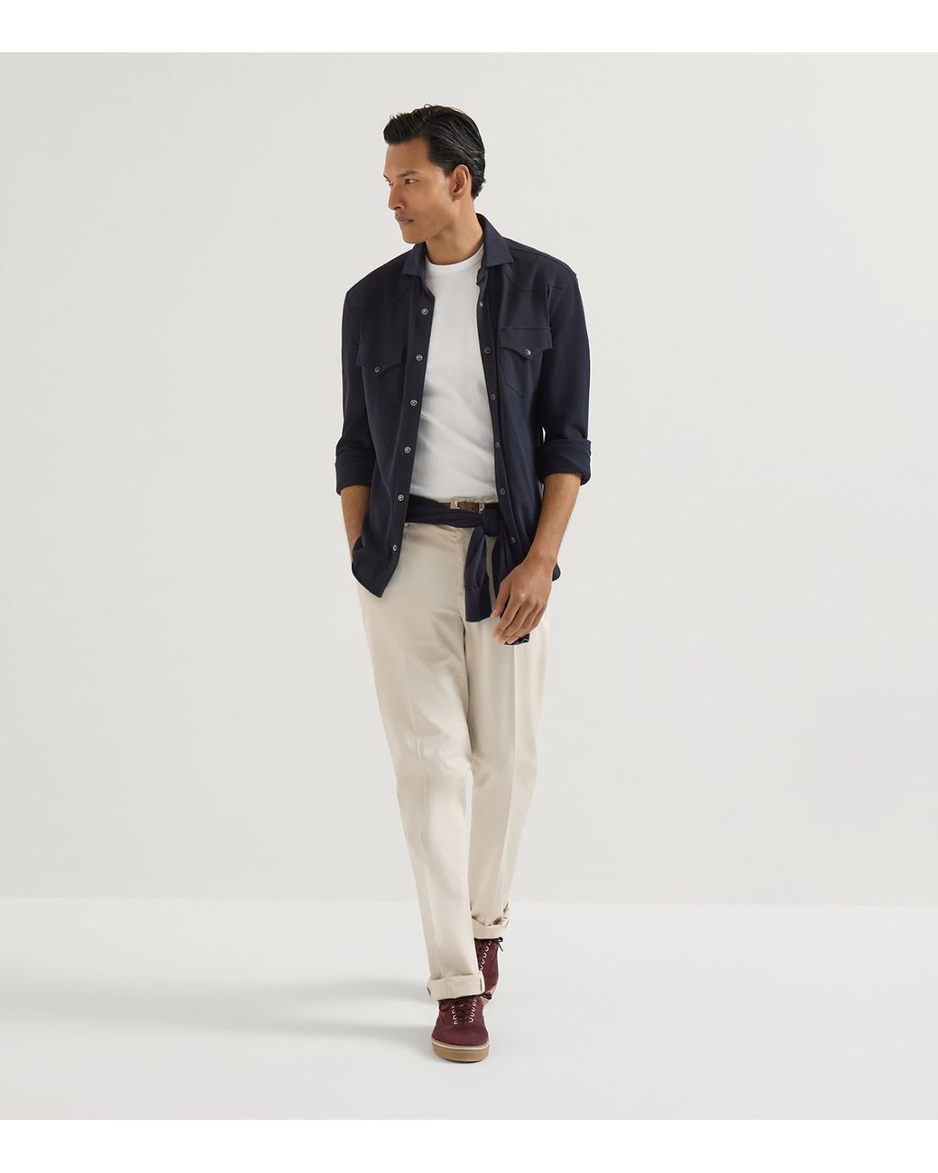 Brunello Cucinelli Natural Pima Cotton Comfort Gabardine Trousers for men