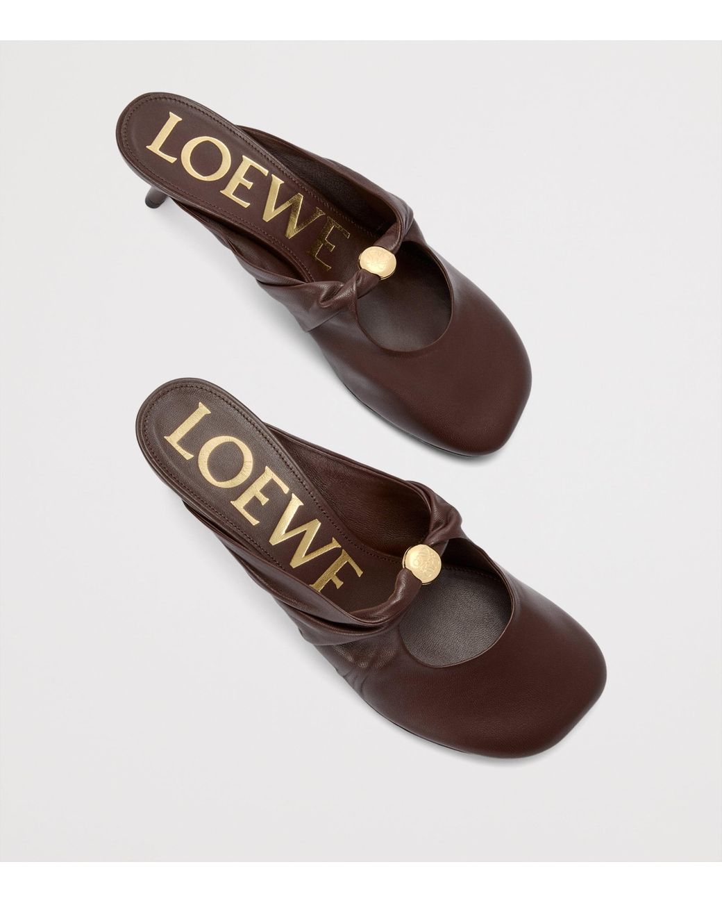 Loewe Brown Lambskin Pebble Soft Heeled Mules 45