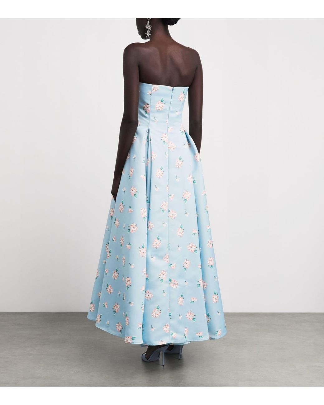 LEO LIN Blue Floral Nora Strapless Gown