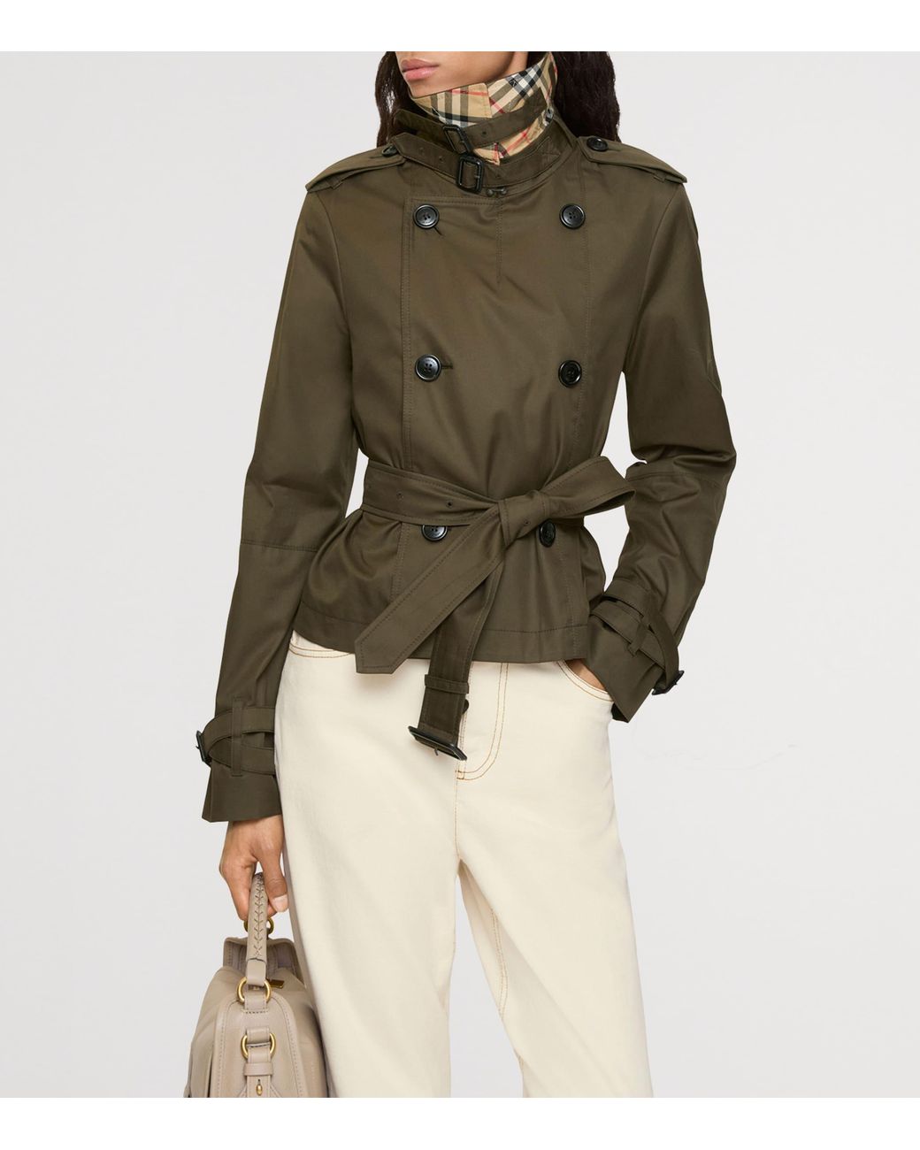Burberry Green Tropical Gabardine Cropped Jacket