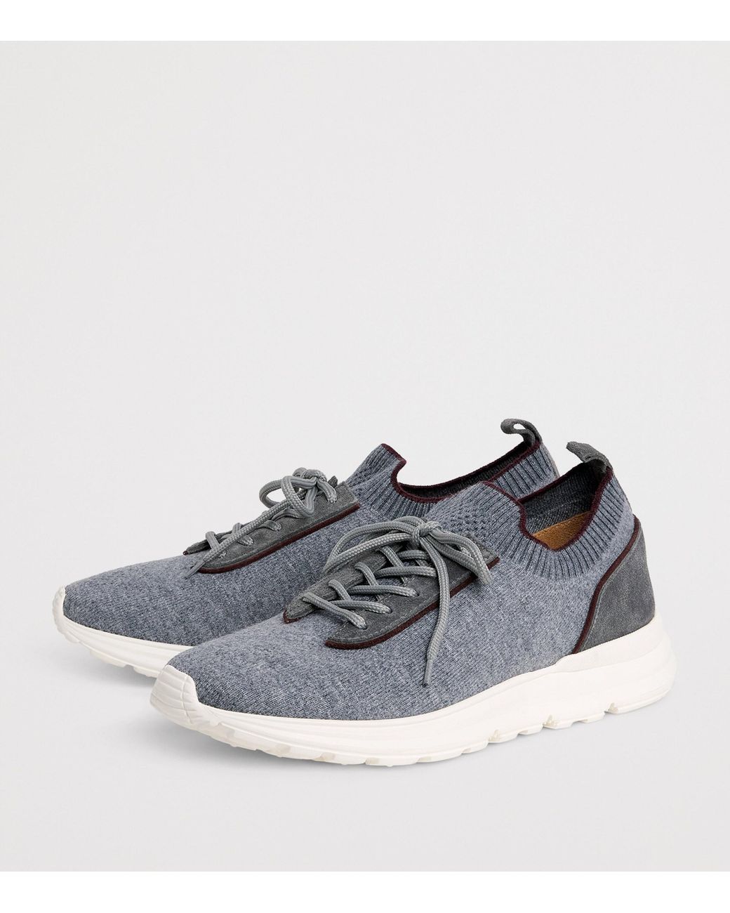 Eleventy Gray Knitted Panel Sneakers for men