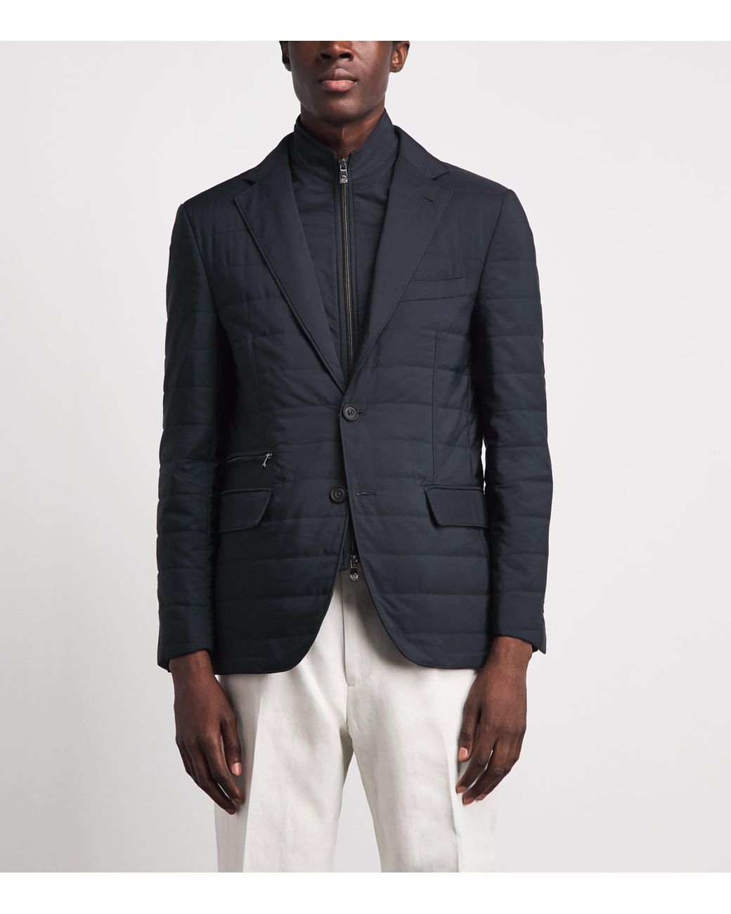 Corneliani Blue Technical Quilted Blazer for men