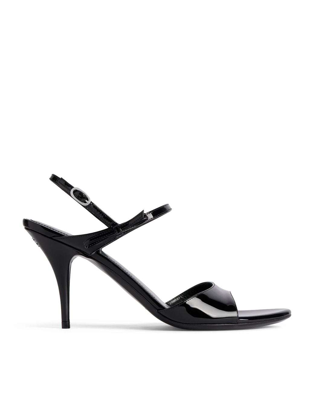 Balenciaga Black Patent Leather Avenue Bow Heeled Sandals 90