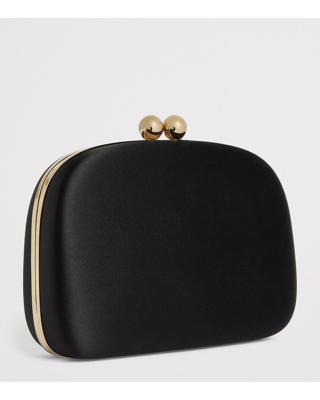 Carolina Herrera Black Satin Vega Clutch Bag