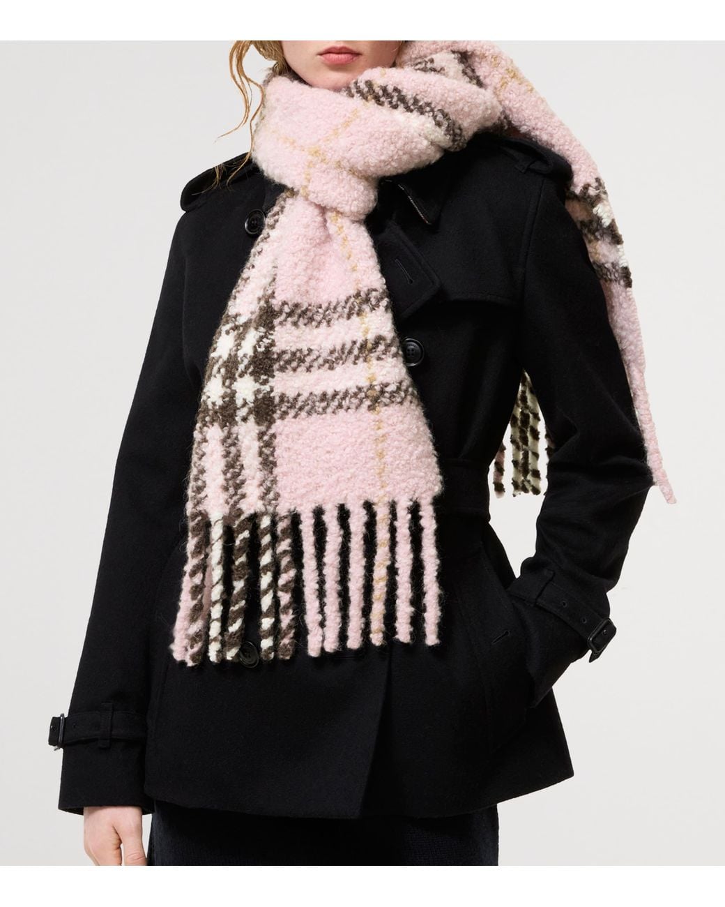Burberry Pink Alpaca-Wool Bouclé Scarf