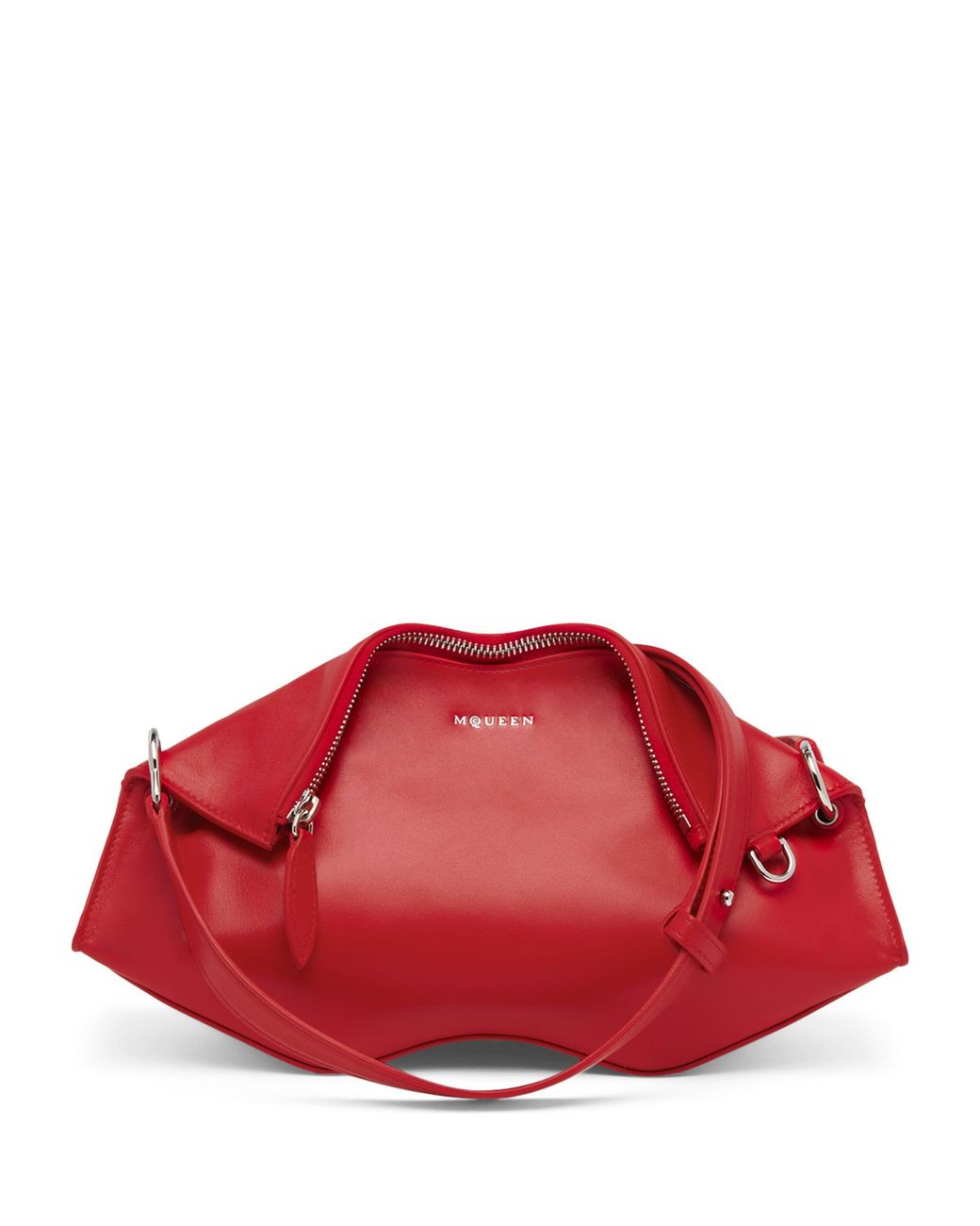 McQueen Red Leather Manta Clutch Bag