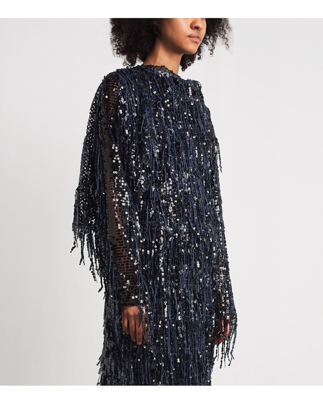 16Arlington Blue Asymmetric Sequin Auro Blouse
