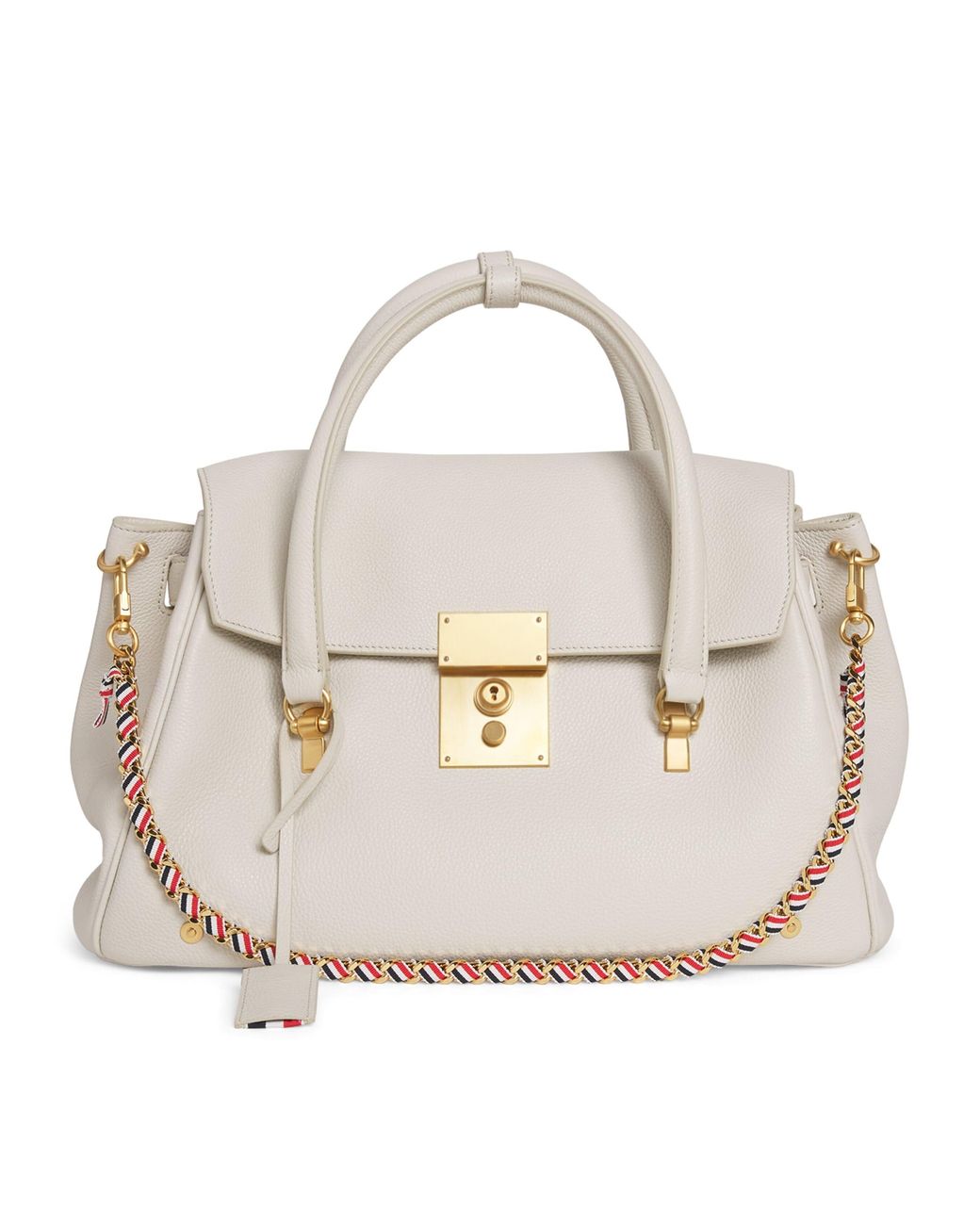 Thom Browne Natural Grain Leather Bolton Top-Handle Bag