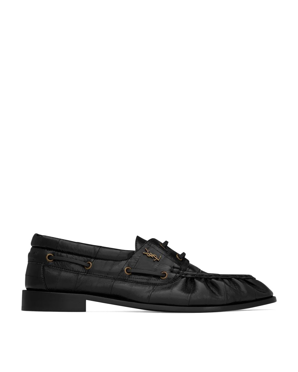 Saint Laurent Black Leather Bateau Le Loafers for men