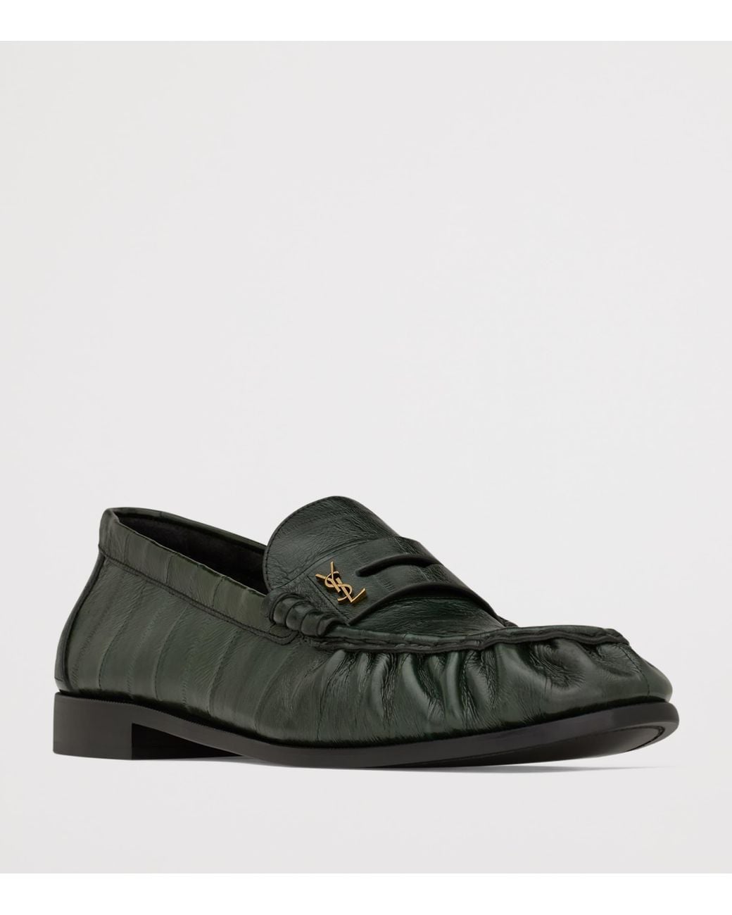 Saint Laurent Green Leather Le Loafers for men