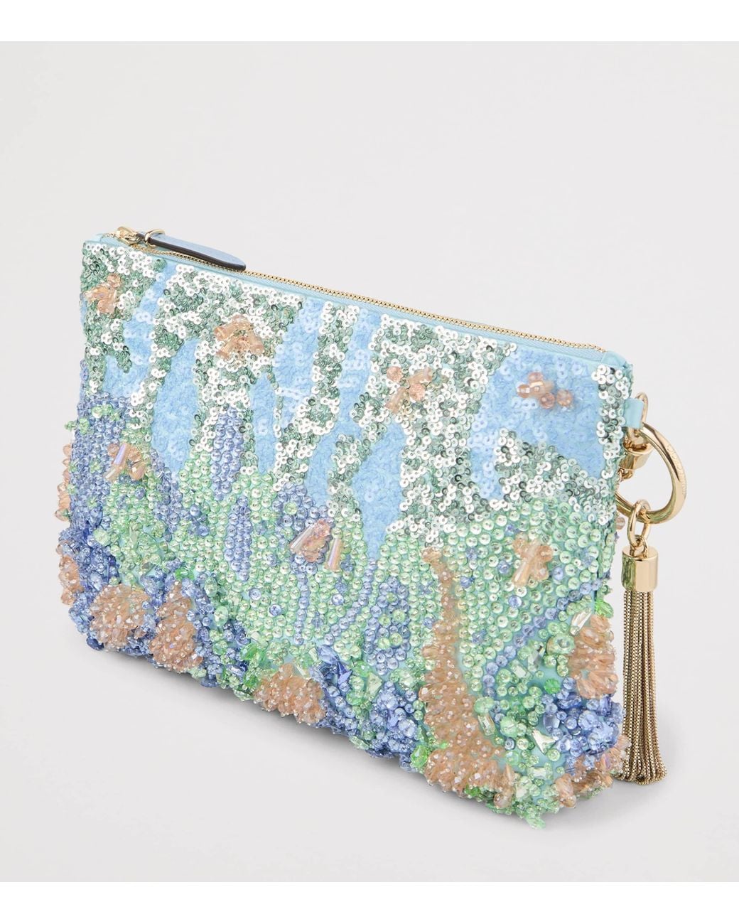Jimmy Choo Blue Callie Satin Embellished Clutch Bag