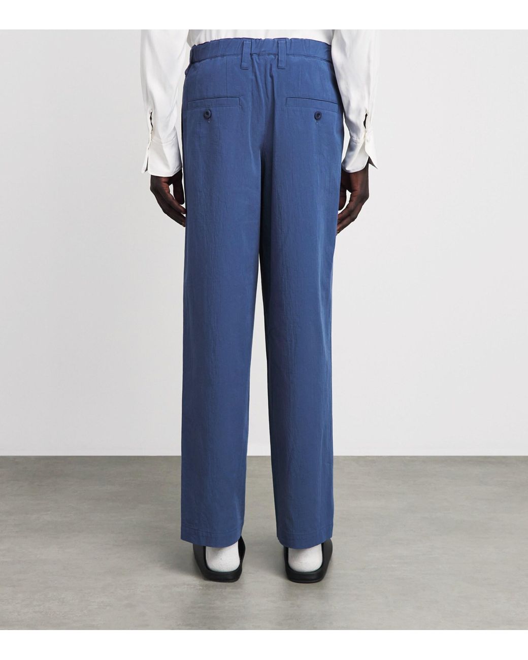 IM MEN Blue Pleated Tailored Trousers for men