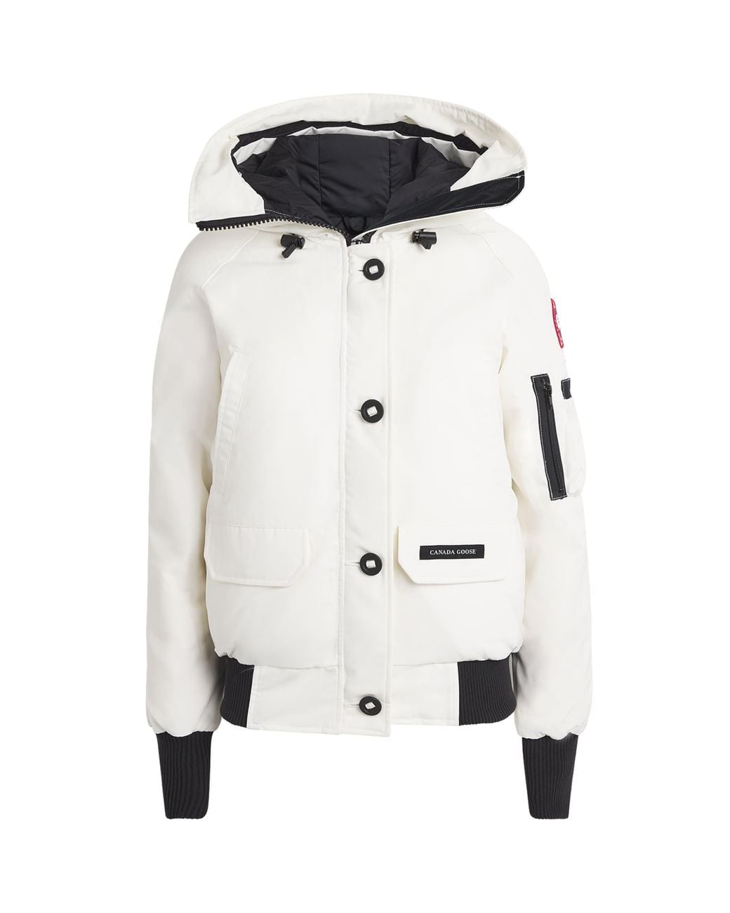 Canada Goose White Chilliwack Hooded Shell Bomber Jacket