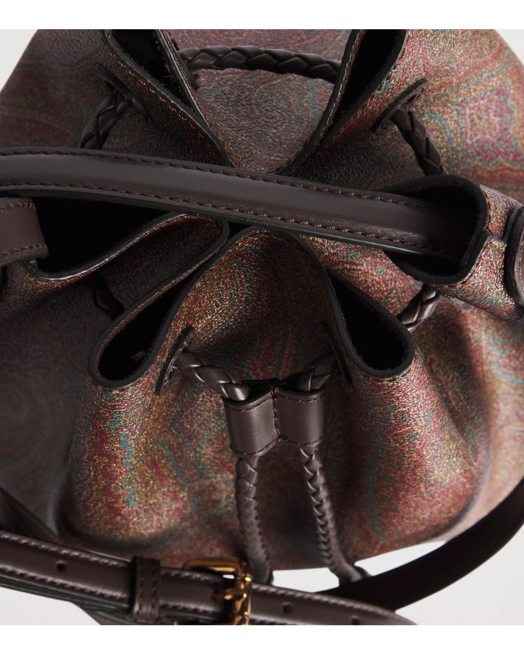 Etro Brown Small Paisley Arnica Bucket Bag