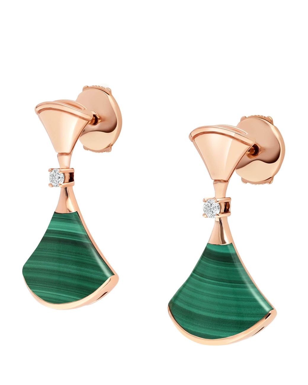 BVLGARI Green Yellow Gold, Diamond And Malachite Divas' Dream Earrings