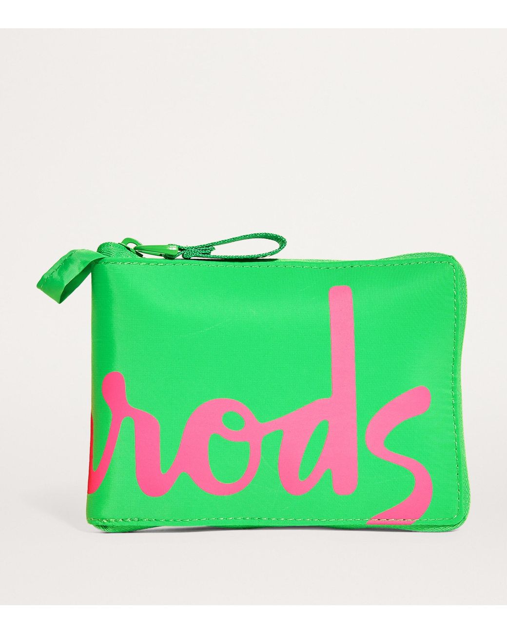 Harrods Green Logo Pocket Shopper Bag