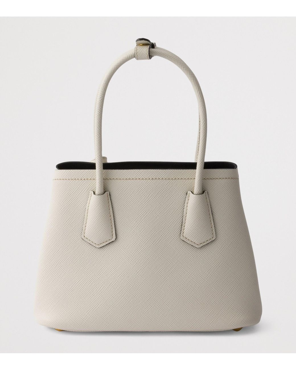 Prada White Mini Saffiano Leather Double Top-Handle Bag