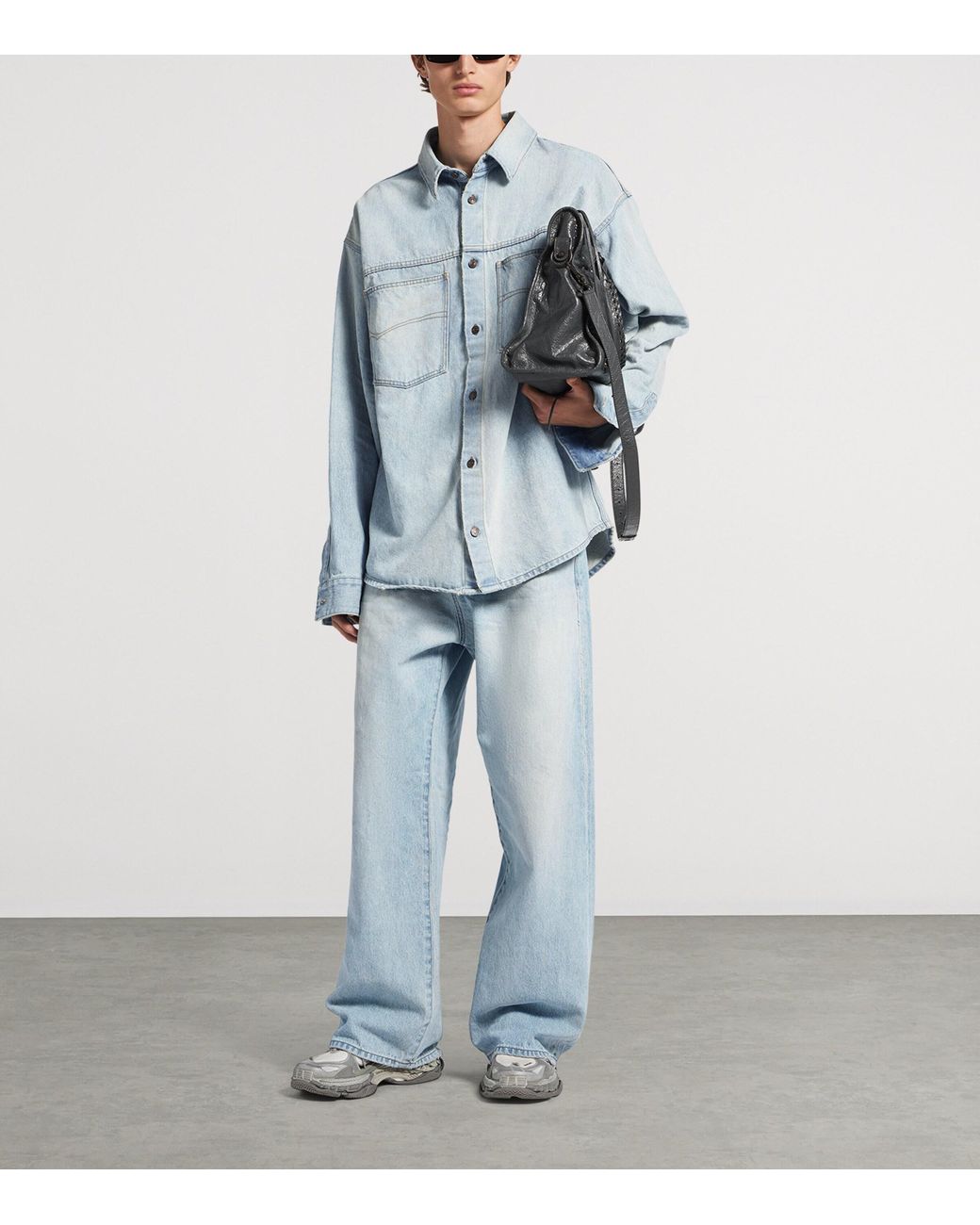 Balenciaga Blue Oversized Denim Shirt for men