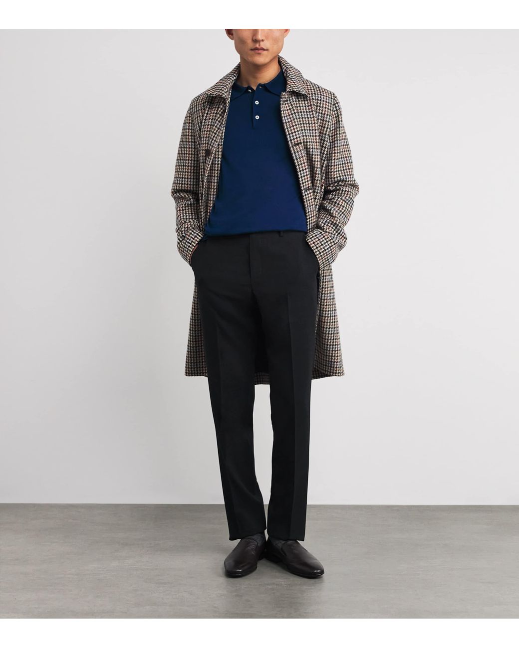 Isaia Blue Cashmere-Silk Knit Polo Shirt for men