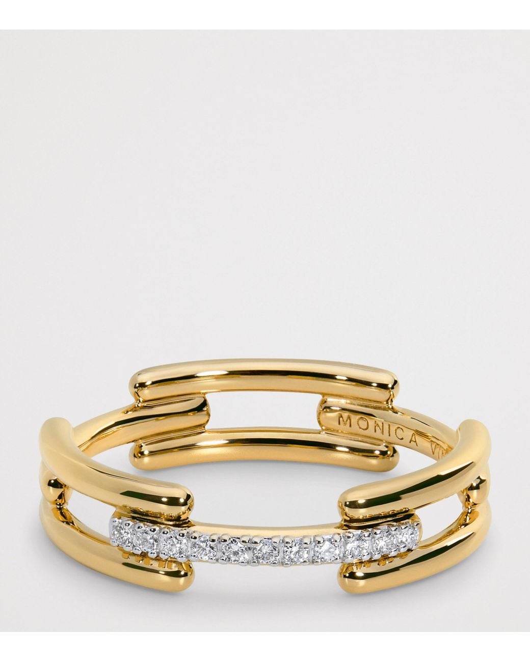 Monica Vinader Metallic Vermeil And Diamond Pavé Signature Link Ring
