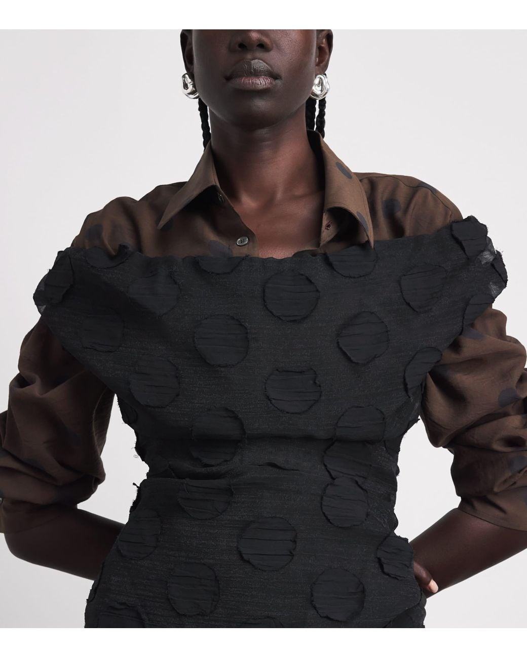Vivienne Westwood Black Polka-Dot Ginnie Frill Midi Dress