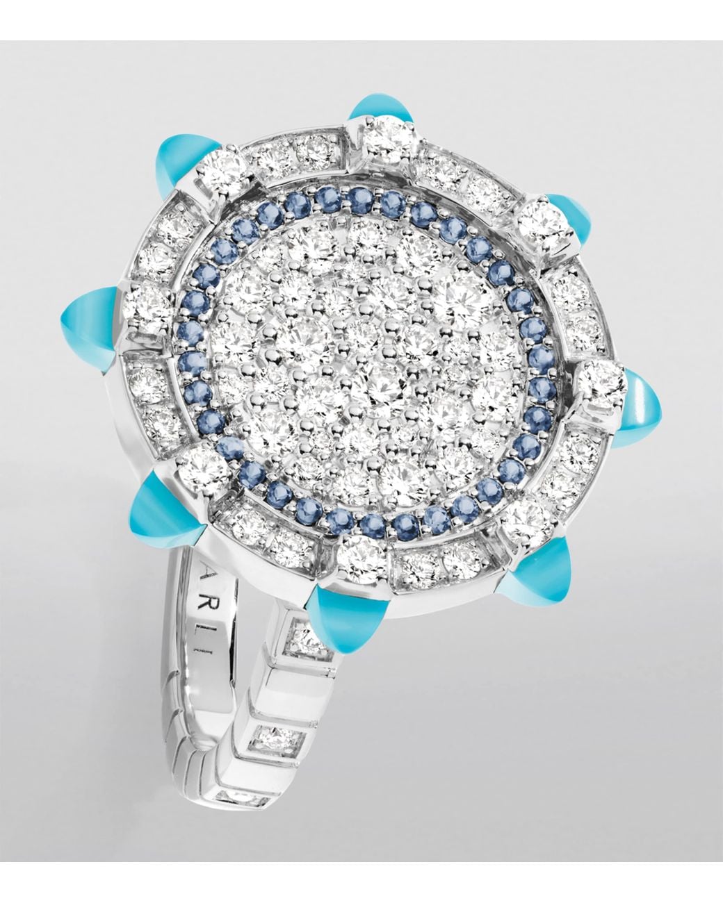 Marli New York Blue Diamond, Sapphire And Chalcedony Tip-Top Statement Ring