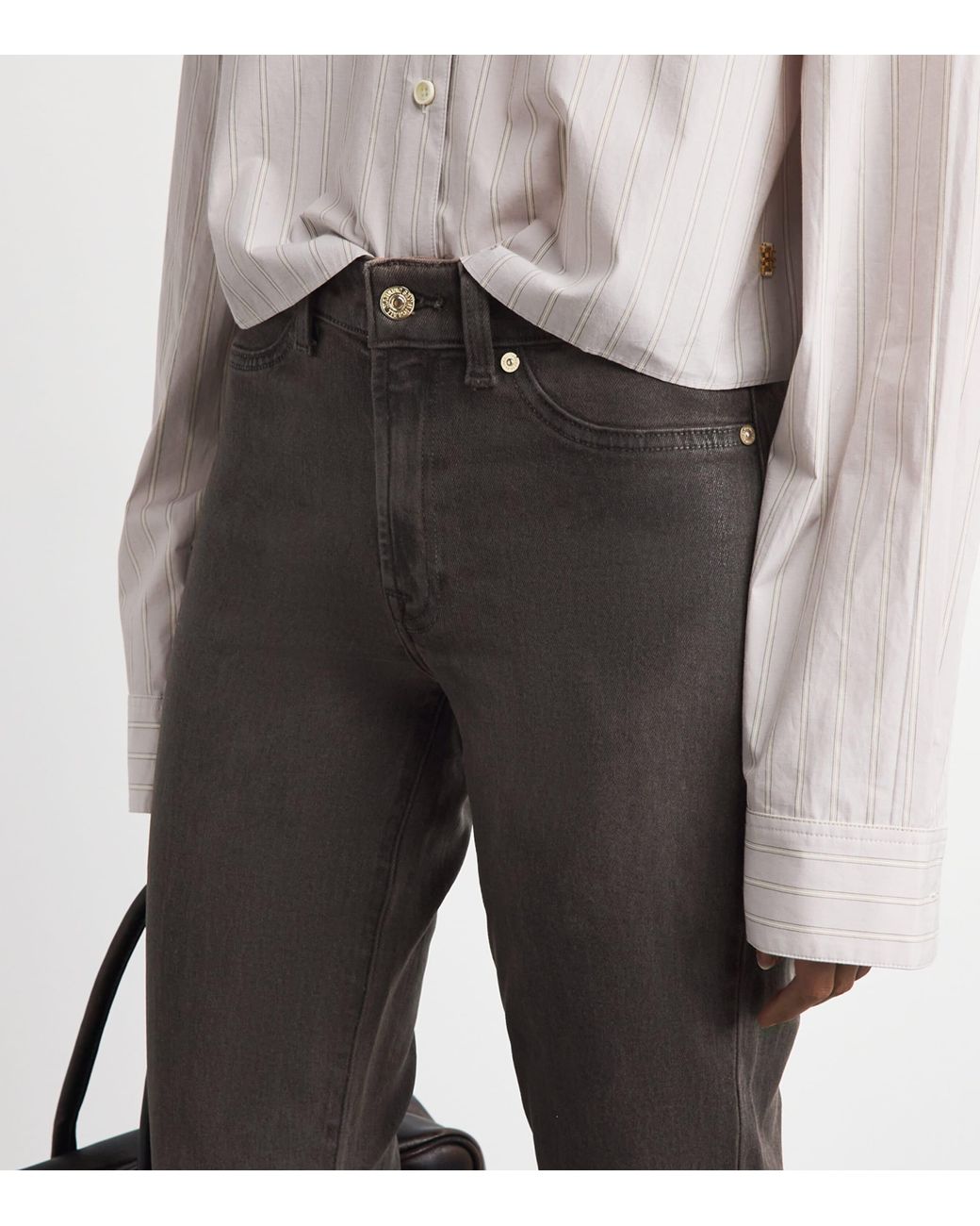 7 For All Mankind Gray Coated The Leggy Bootcut Jeans