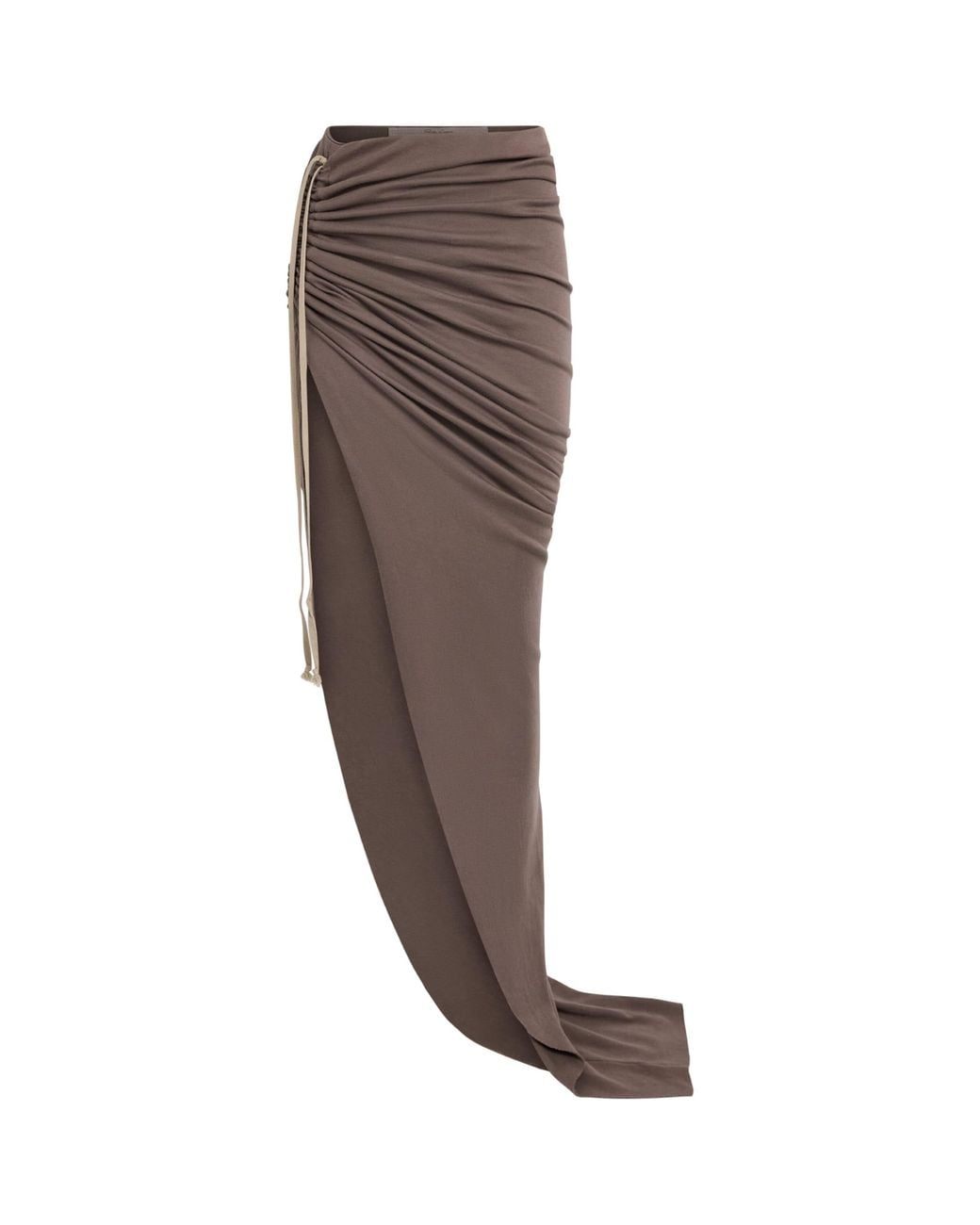 Rick Owens Brown Cotton Edfu Gathered Maxi Skirt