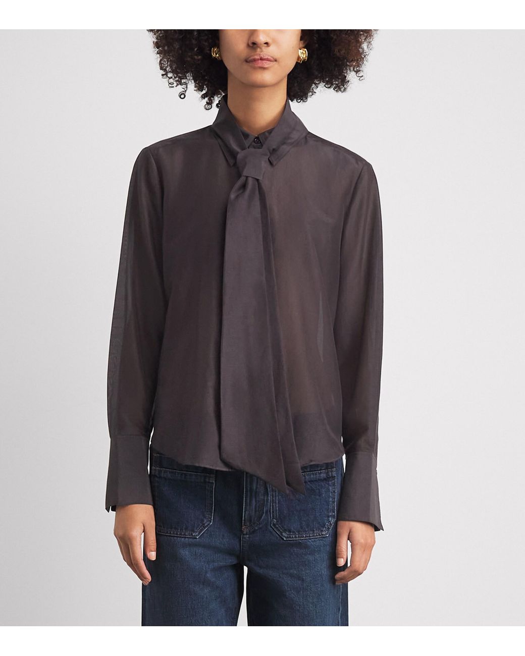 ME+EM Gray Cotton-Silk Cloud Layering Shirt