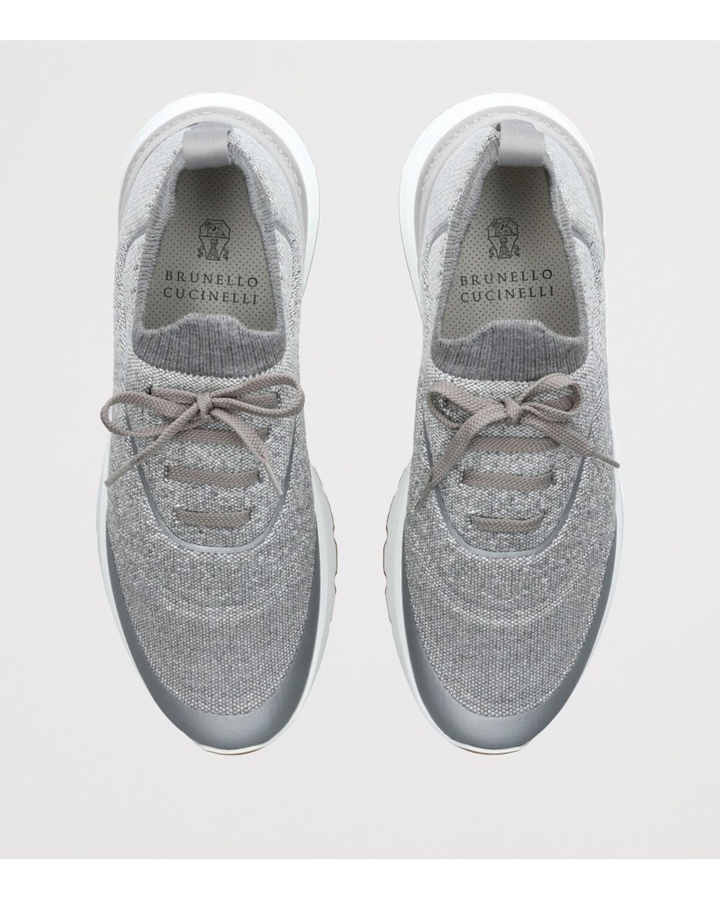 Brunello Cucinelli White Knitted Sportiv Sneakers for men