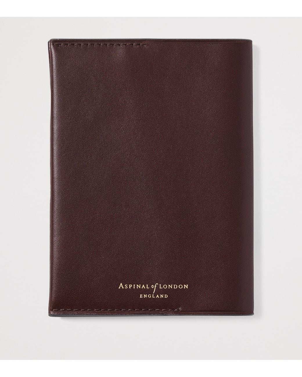 Aspinal Brown Grained Leather Plain Passport Cover for men