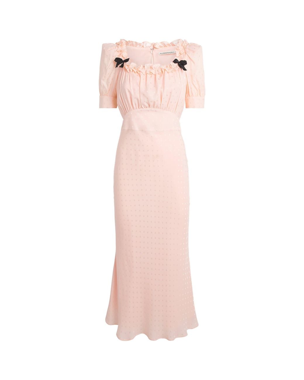 Alessandra Rich Pink Silk Gathered Midi Dress