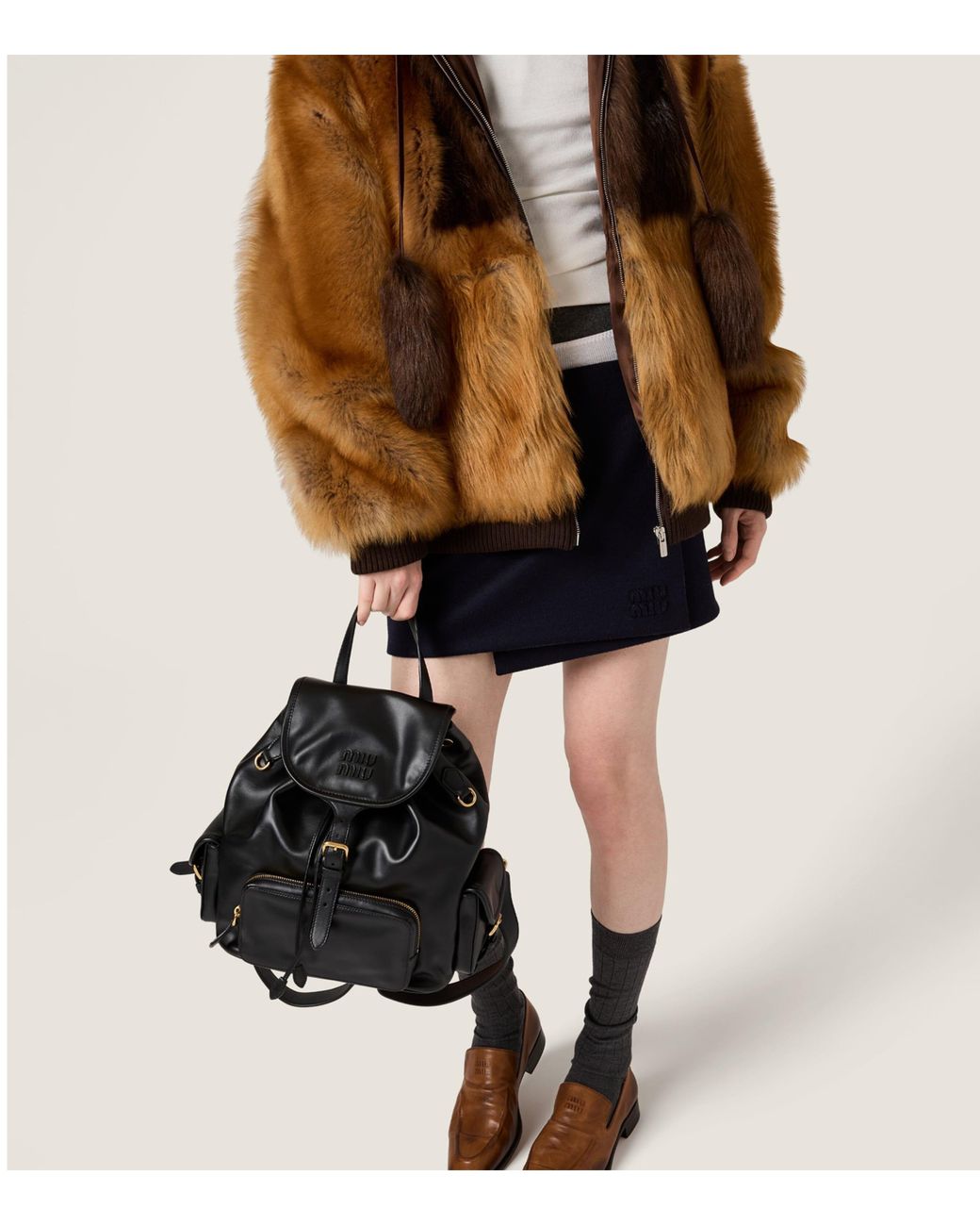 Miu Miu Brown Shearling Blouson Jacket