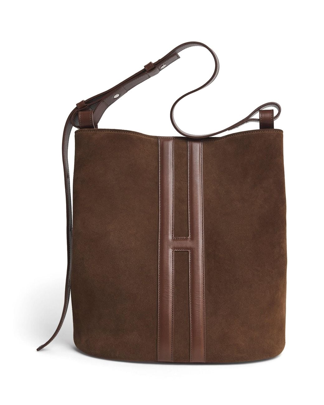 Harrods Brown X Tusting Suede H Tote Bag