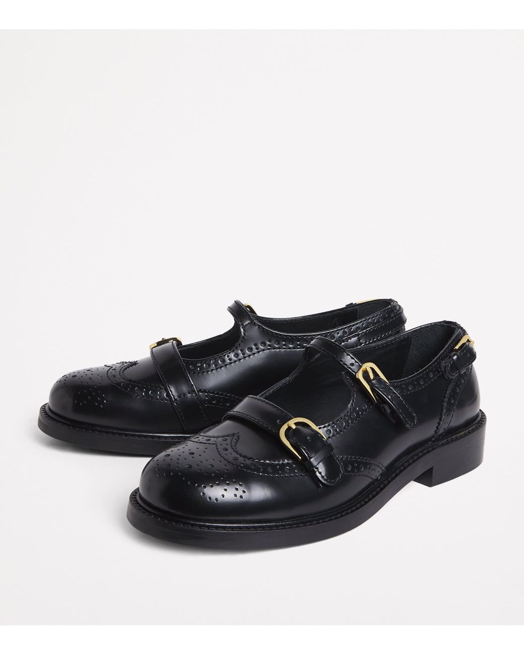 Sandro Black Leather Mary Jane Derby Shoes