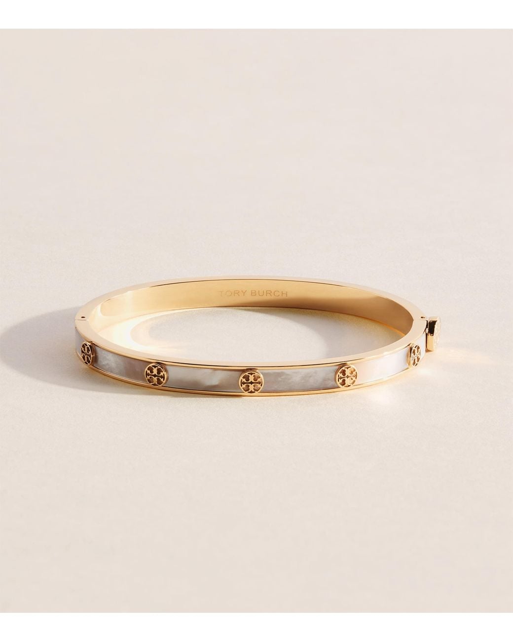 Tory Burch Natural Plated Mother-Of-Pearl Icon Bangle