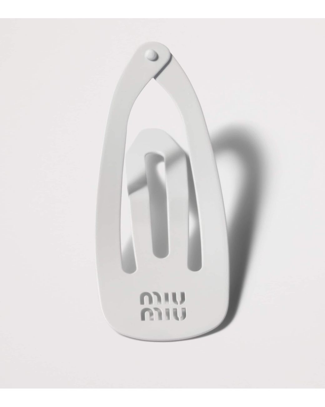 Miu Miu White Large Metal Logo Hair Clips