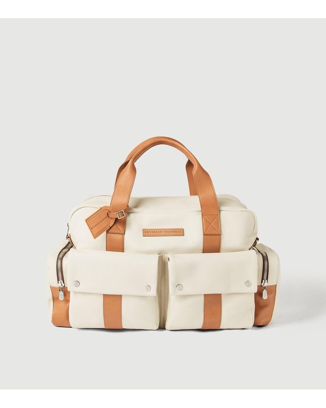 Brunello Cucinelli Blue Grained Calfskin Leisure Bag for men