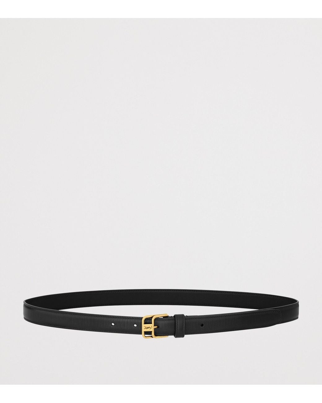 Saint Laurent White Leather Double-Buckle Cassandre Belt