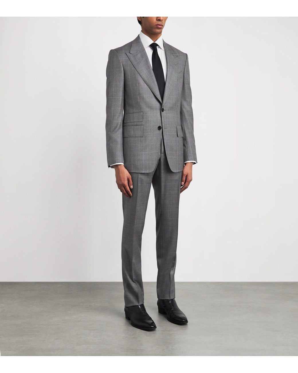 Tom Ford Gray Wool Check Shelton 2-Piece Suit for men