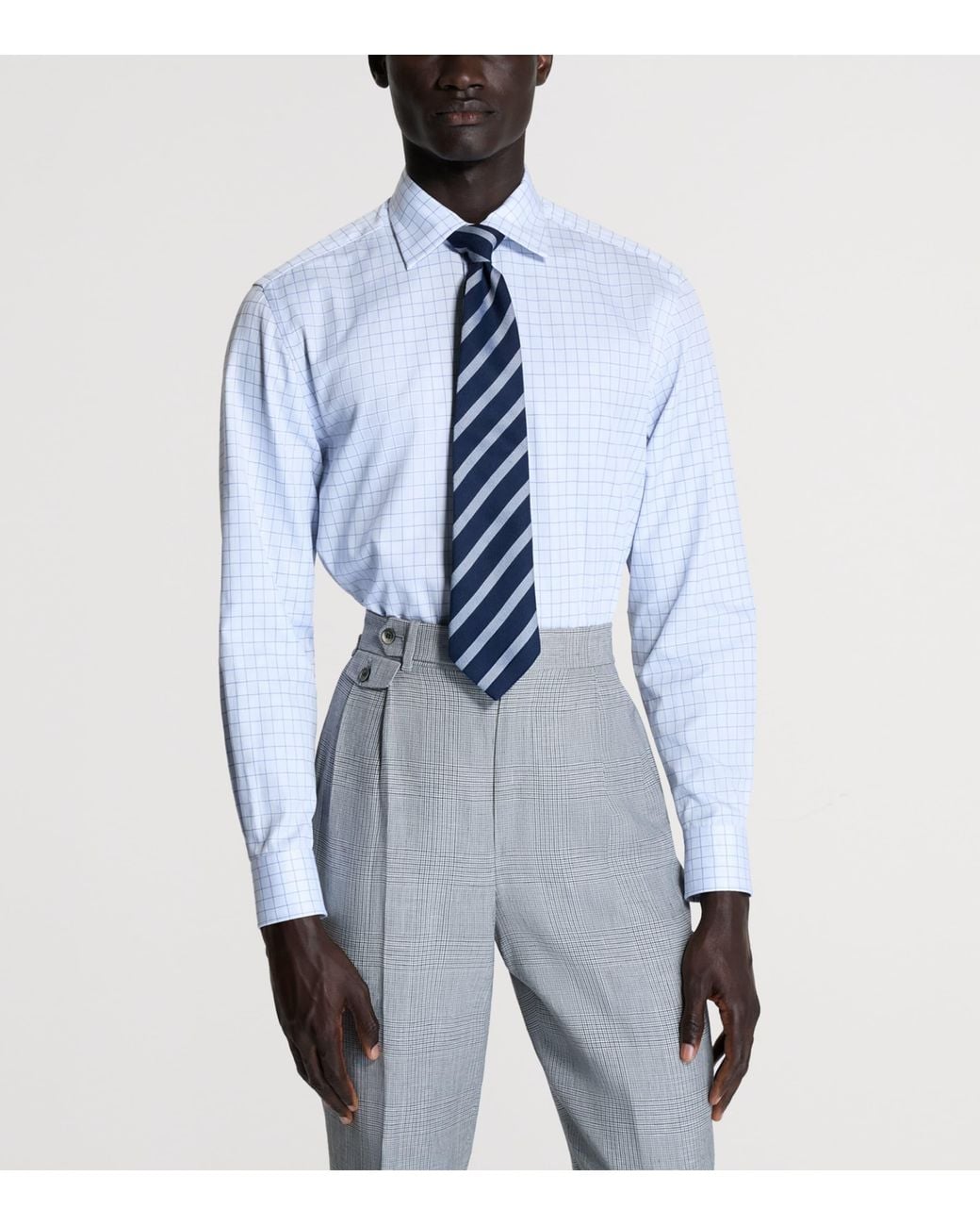Dunhill Blue Cotton Check Shirt for men