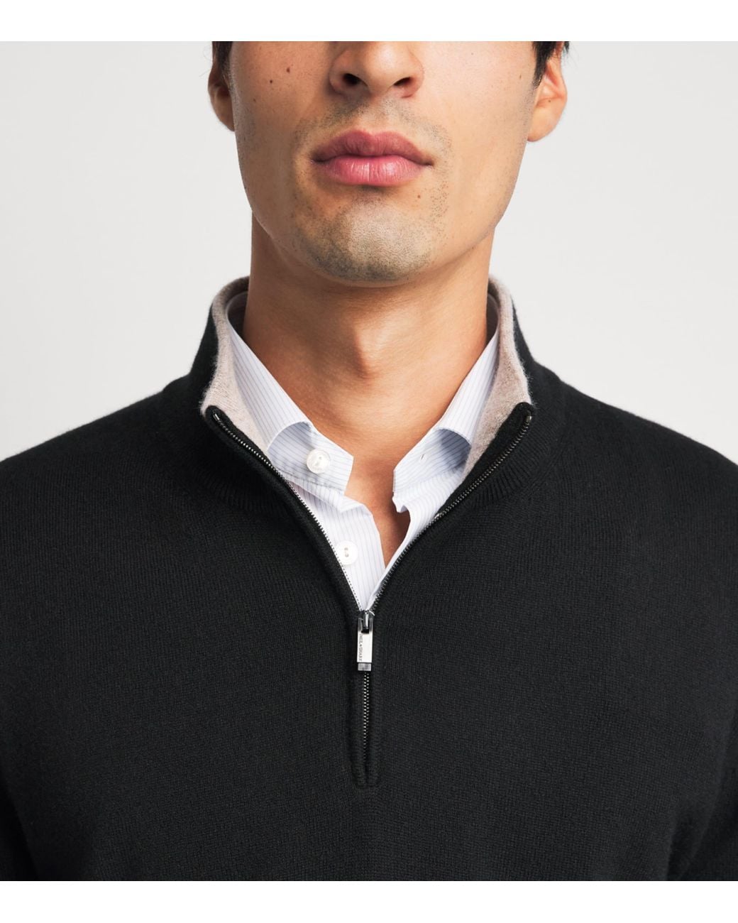 Paul & Shark Black Cashmere Quarter-Zip Sweater for men