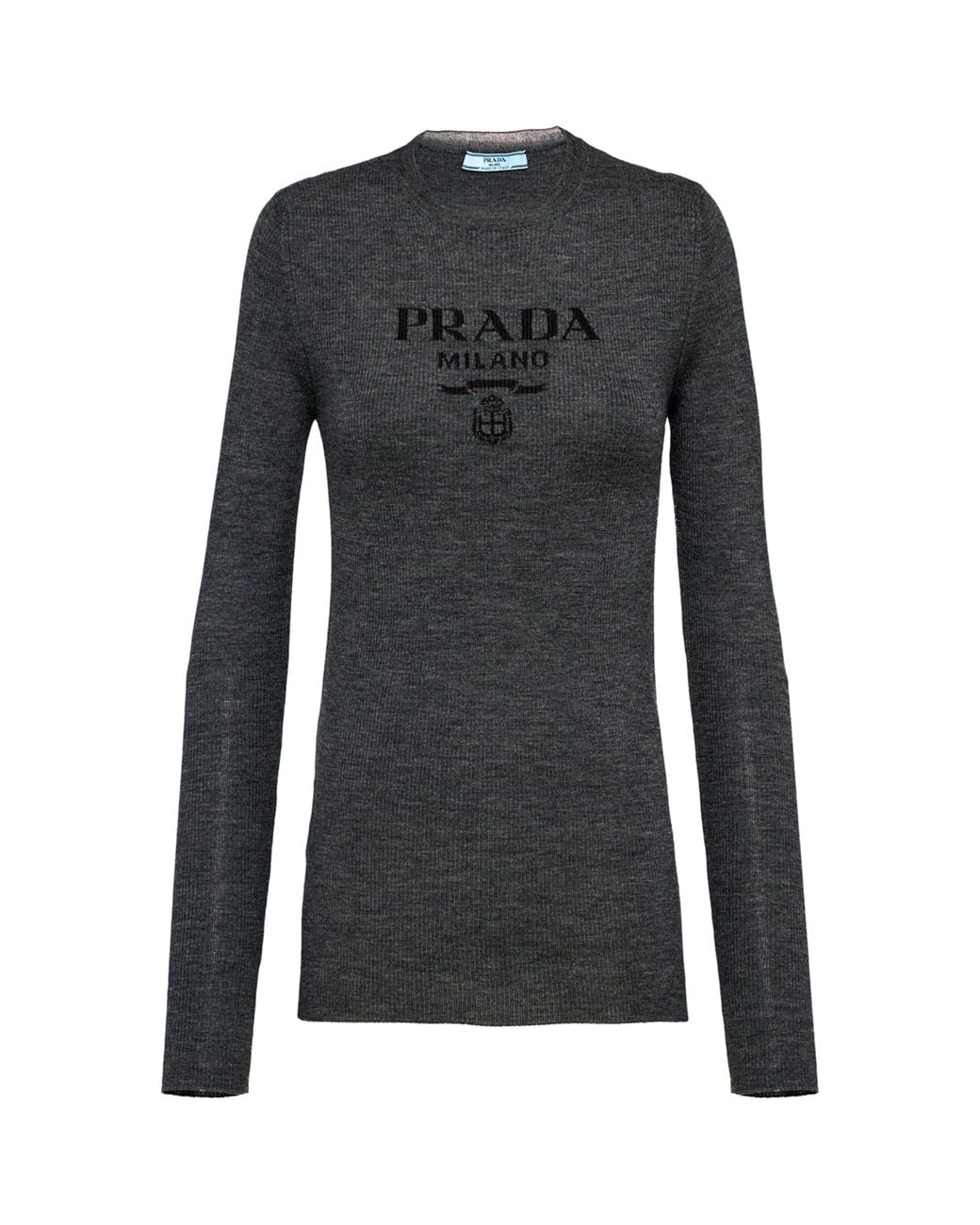 Prada Black Wool-Blend Superfine Logo Sweater