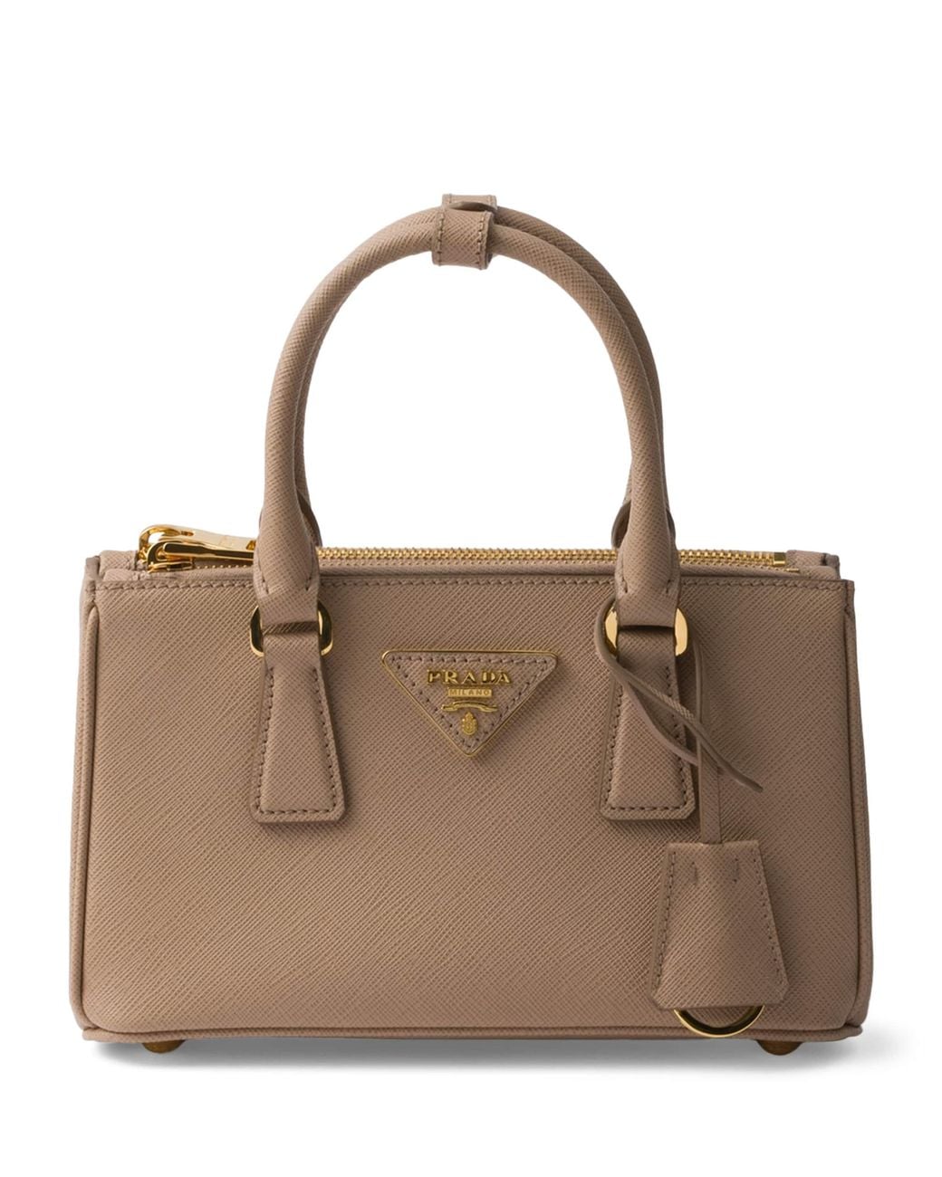 Prada Brown Mini Saffiano Leather Galleria Top-Handle Bag