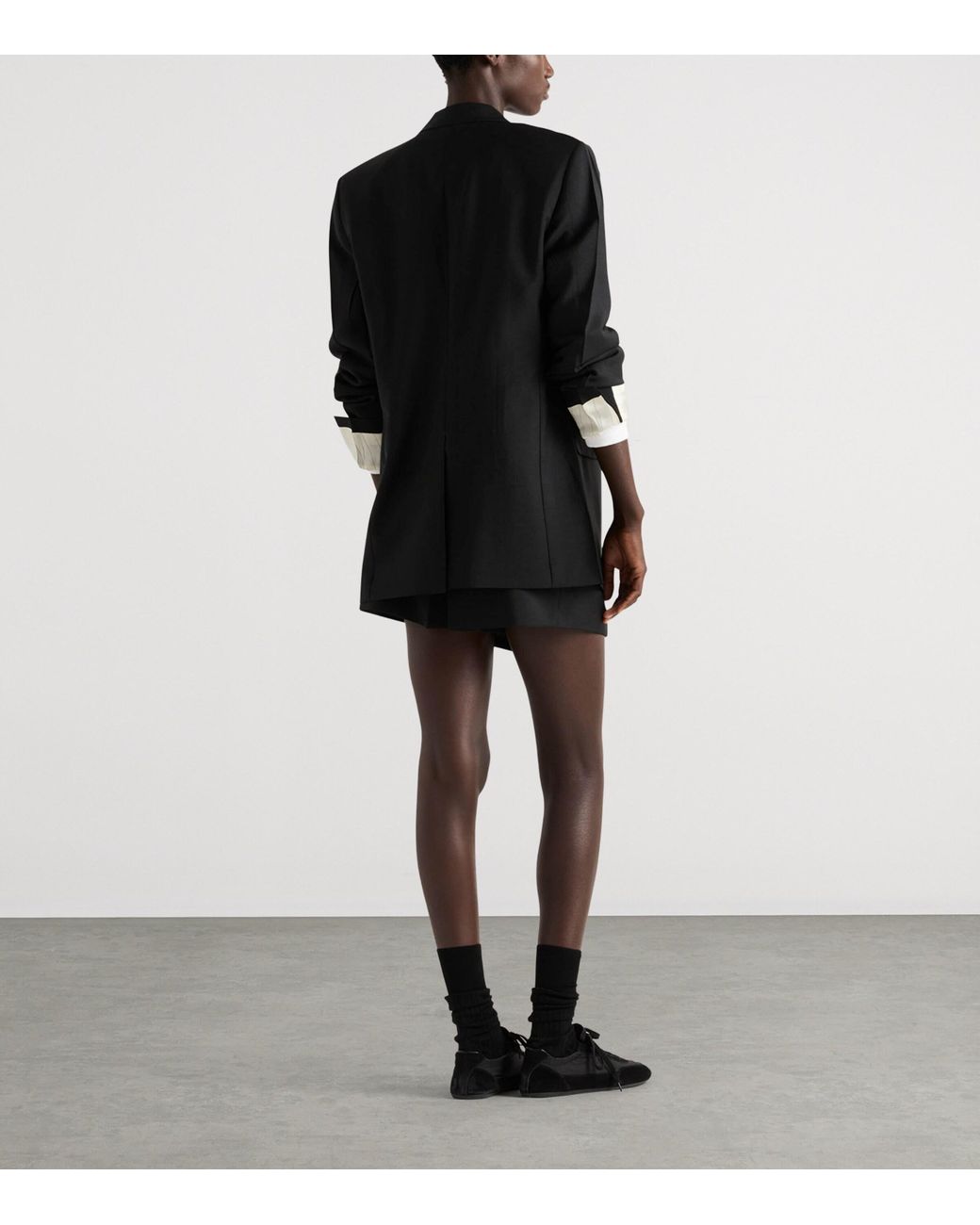 Prada Black Virgin Wool-Mohair Cuff-Detail Blazer