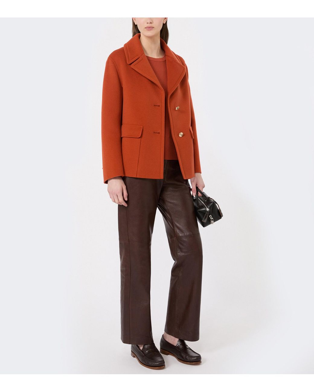 Max Mara Orange Virgin Wool Ribbed Sweater
