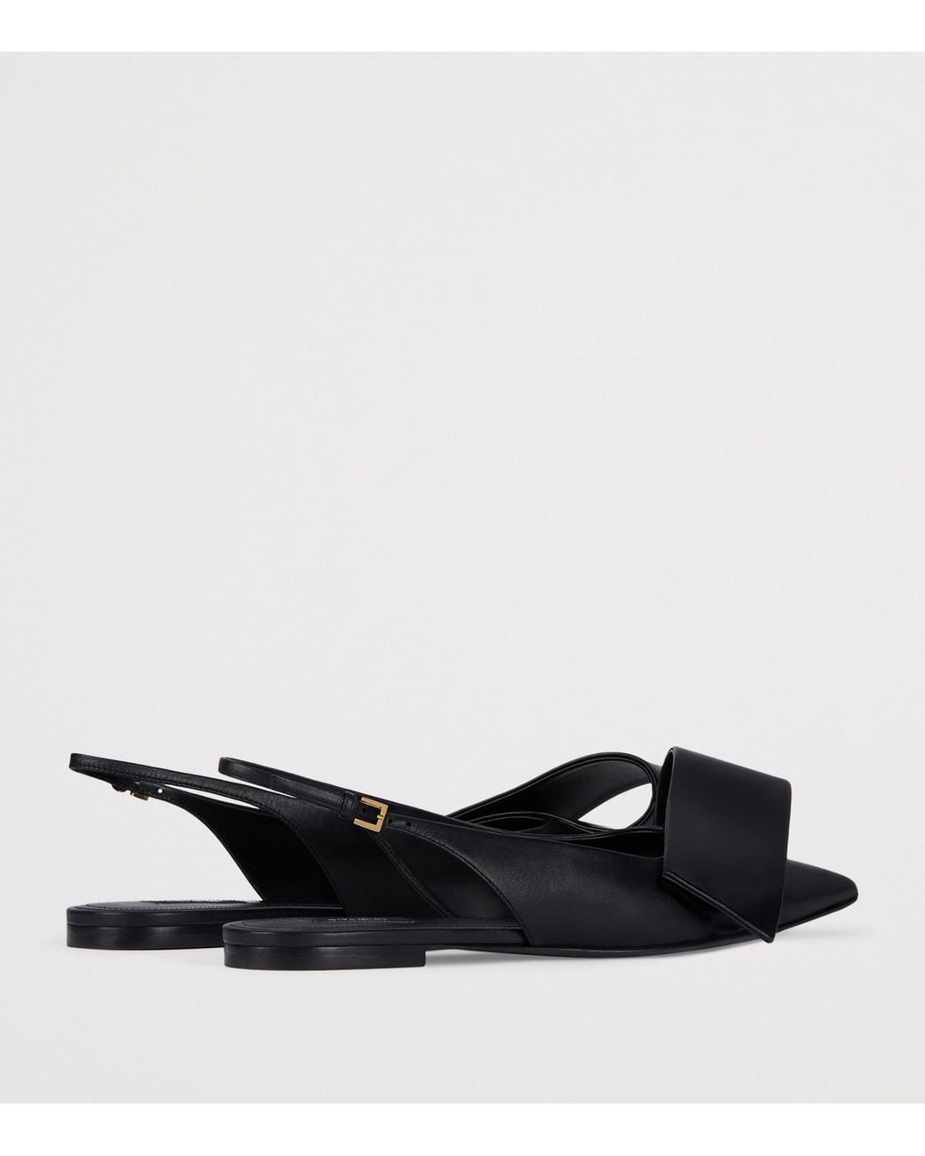 Givenchy Black Leather Twisted Ribbon Slingback Ballet Flats