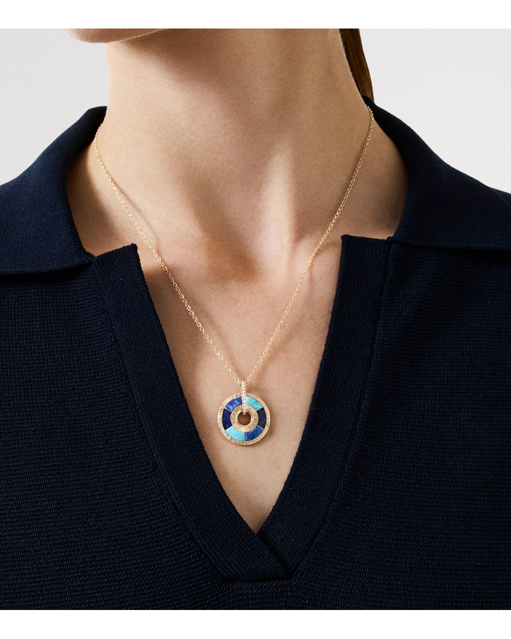 Piaget Metallic Rose, Diamond, Sodalite And Dumortierite Possession Pendant Necklace