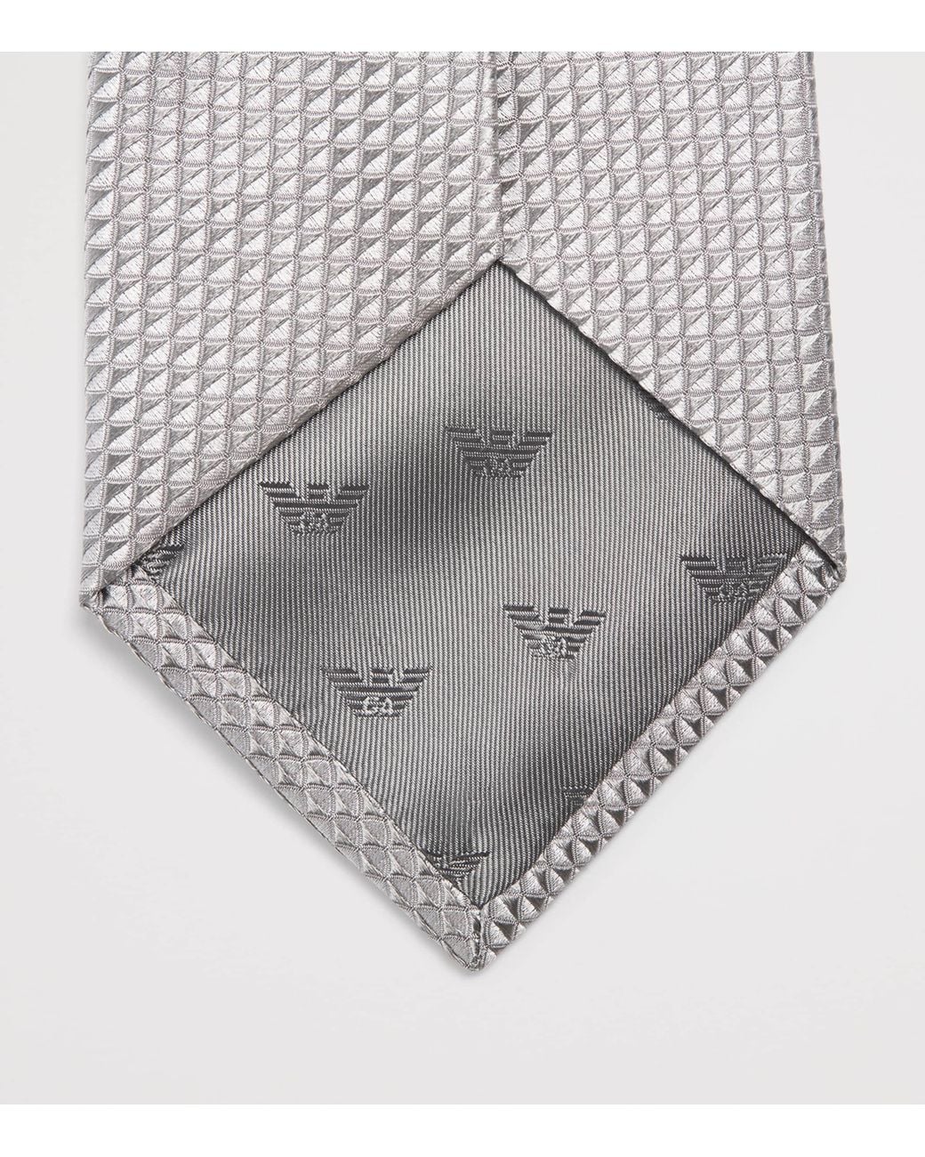 Emporio Armani White Silk Jacquard Tie for men